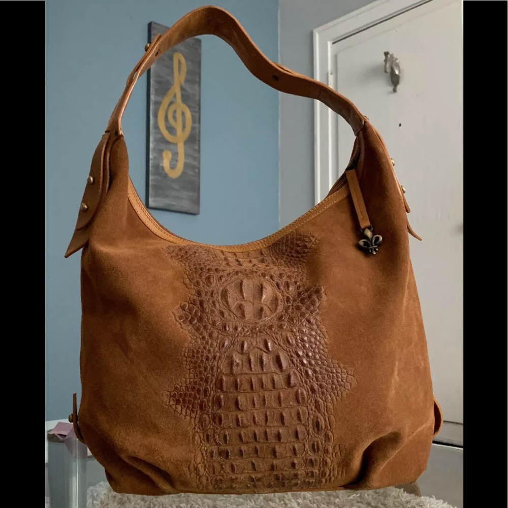 Donald J Pliner Brown Suede Hobo Bag Large